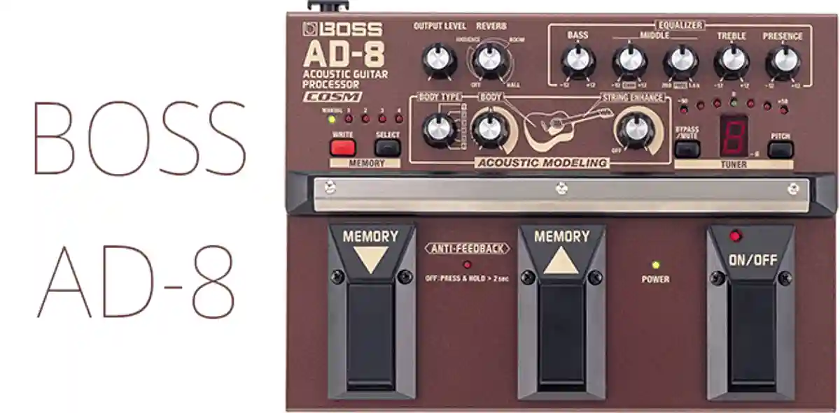 アコースティックギター初心者にもおすすめ。アコギ用プリアンプ・エフェクター BOSS AD-8